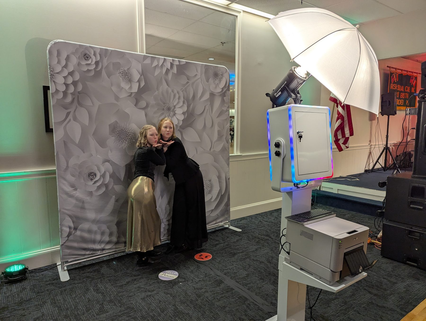 Guests posing at the open-air photobooth
