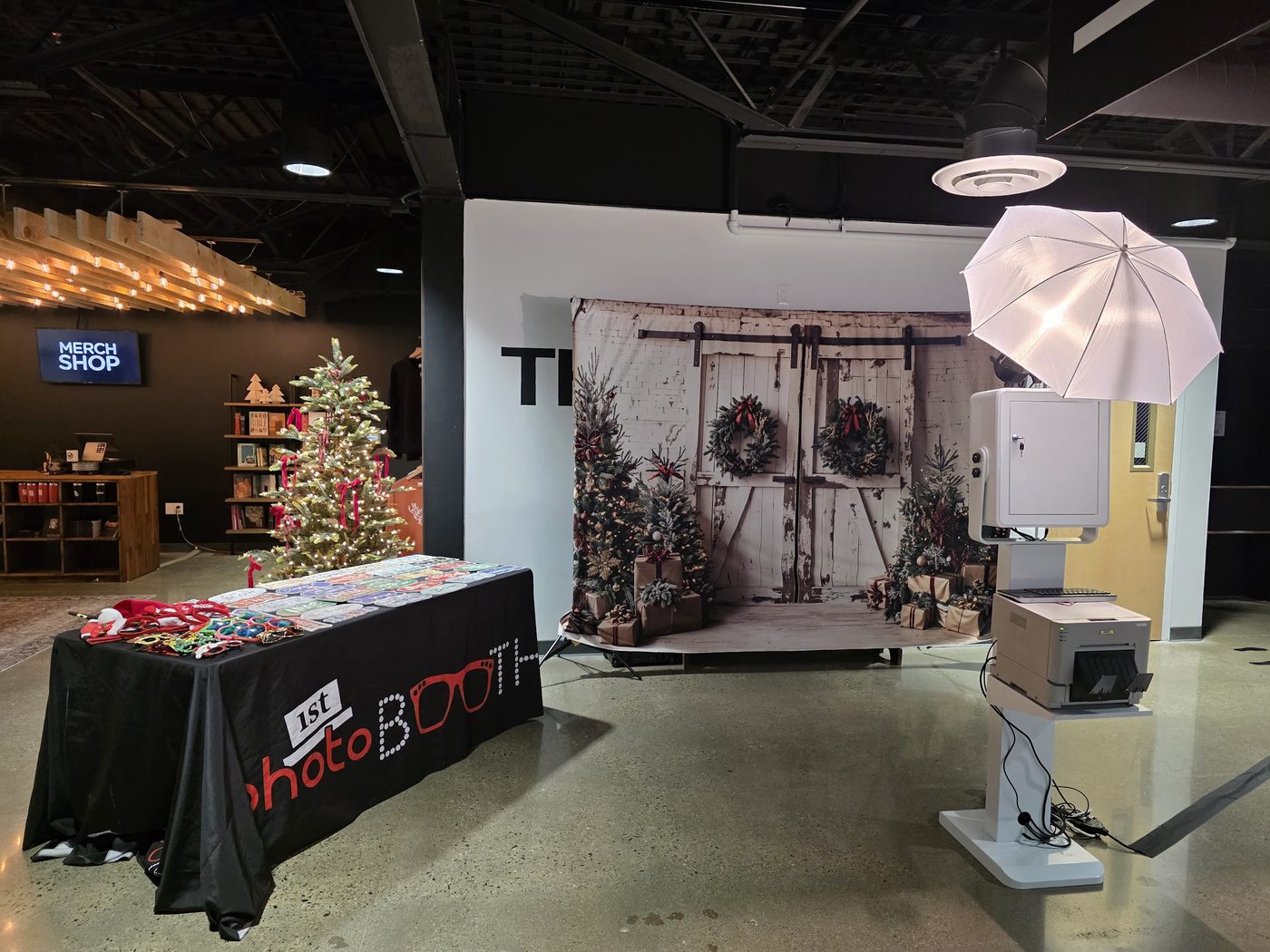 The open-air photobooth set up at an event